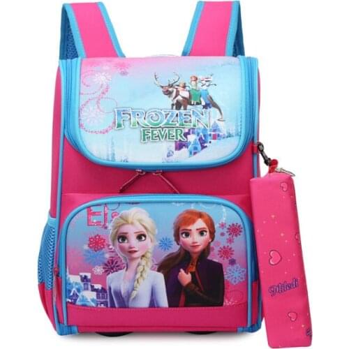 Disney Children School Bag for Girls Cartoon Frozen Kids Backpacks Orthopedic Backpack School Bags with pencil bag
