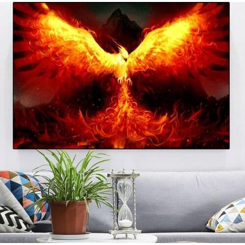 DIY 3D Diamond Embroidery,Cross Stitch,Painting"Fire Phoenix" Mural,Full Square&Round Diamond Painting,Home Deco