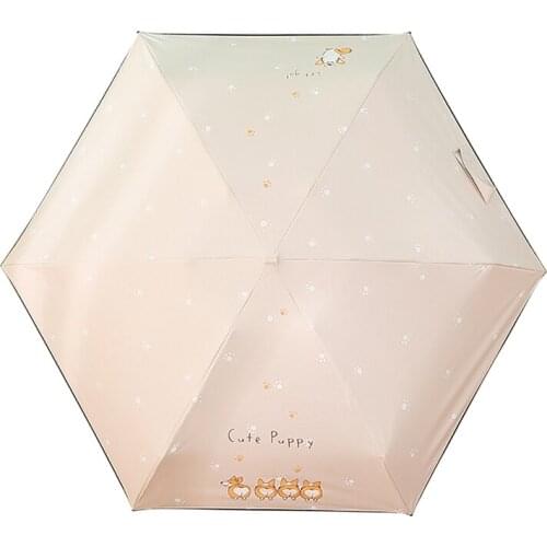 Travel Umbrella Portable Lightweight Compact Pocket Umbrella with Dog Pattern Compact Parasol