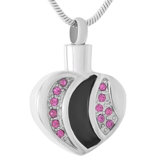 IJD9453 Hold Pink/Blue crescent In My Heart Stainless Steel Cremation Ashes Necklace Holder Keepsake Memorial Urn Pendant Charm