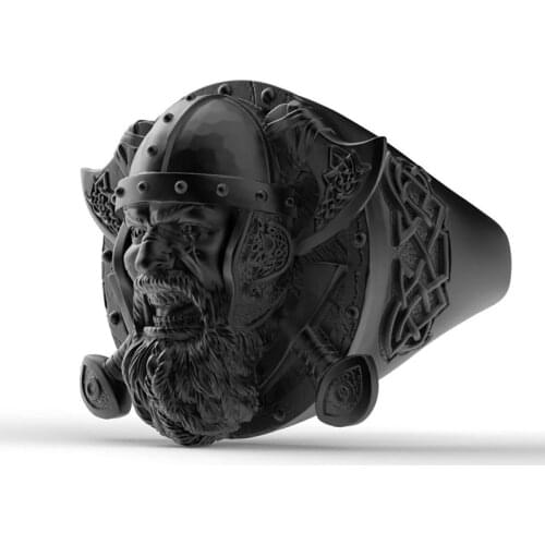 New Retro Double Axe Warrior Pattern Ring Mens Ring Fashion Metal Black Ring Viking Jewelry Accessories Party Gift