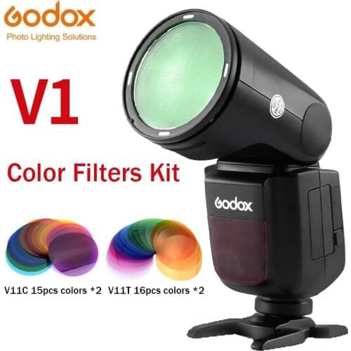 Godox V11C V11T Color Effects Set Color Temperature Adjustment Set for V1 H200R AK-R1 Round Flash Heads 30pcs Color Gel Filters