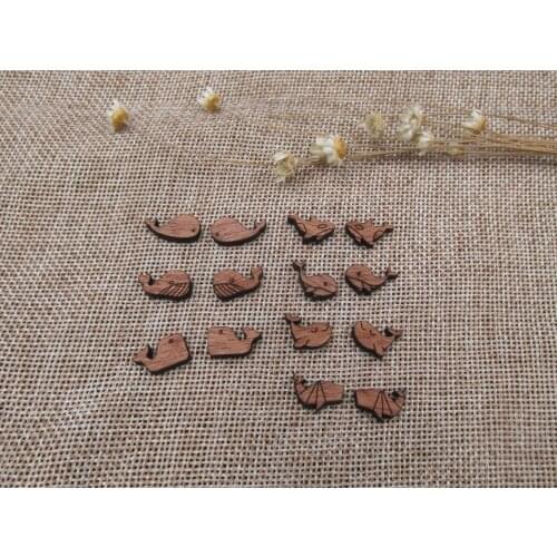 Laser Cut Unfinished Wooden Cabochon Sea Animal whales Jewerly Accessory For DIY Handmade Earring Stud Pin