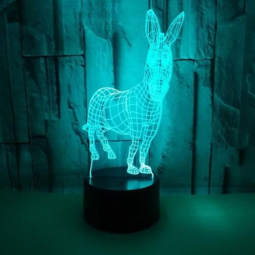 Animal Donkey 3d Nightlight Remote Touch switch Control 3d Led Desk Lamp Childrens room decoration 3D Table Lamps