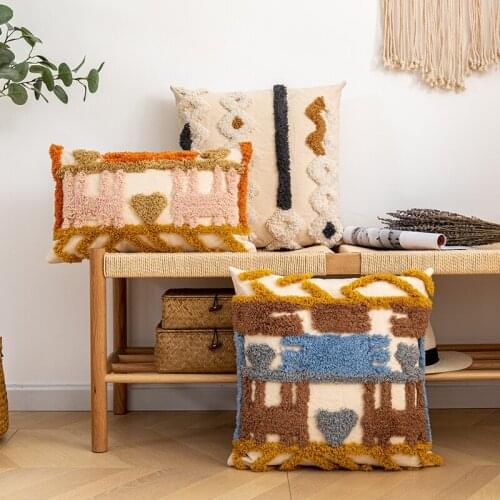 2022 New Boho Style Cushion Cover Home Decor Pillow Cover 30x50cm/45x45cm Tufted Geometric for Sofa Bed Chair Bed Room