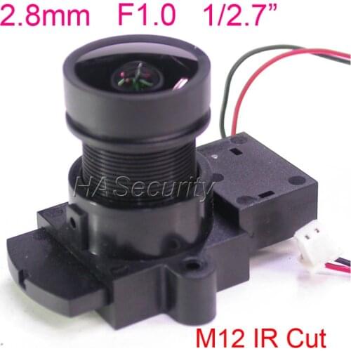 F1.1 StarLights 2.8mm, 3.0MP 1/2.7" Lens +M12 IRcut for image sensor IMX327 , IMX307 , IMX290 , IMX291 camera PCB board module