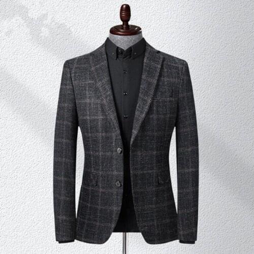 Coat Business Casual Overcoat New Arrival Mens Wool Blazer Striped Jacket Elbow Patch Blazer Tweed Blazers