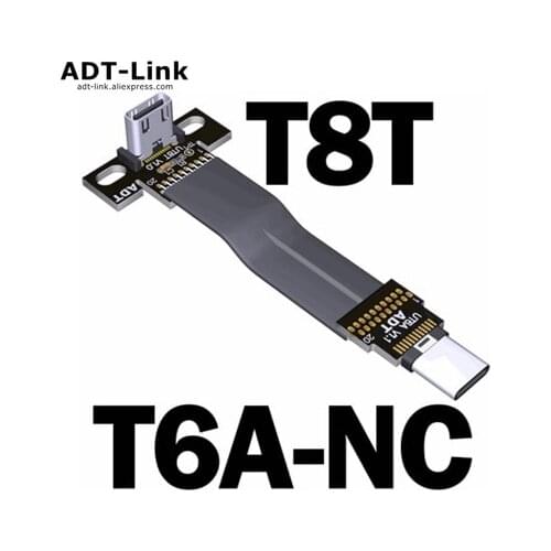 USB3.2 Flat Mount USB-C Male To Right Angle USB-C Female Without E-mark IC USB 3.2 USB-C To USB-C Male/male Flat Cable 20G.bps