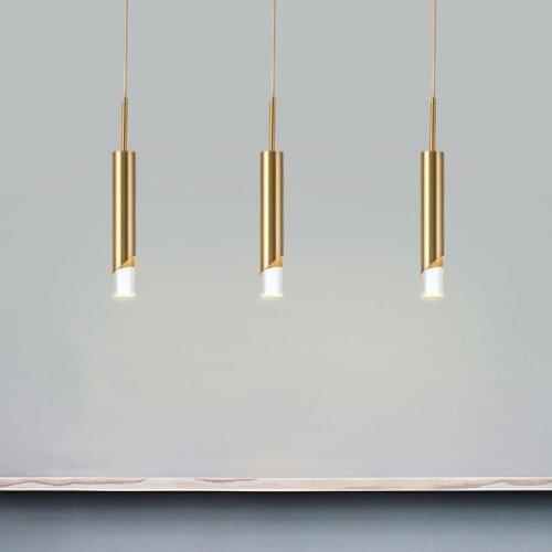 Nordic Gold Tube Pendant Lights Bedroom Bedside Hanging Lamp Dining Room Kitchen Light Fixtures Living Room Bar Home Art Decor
