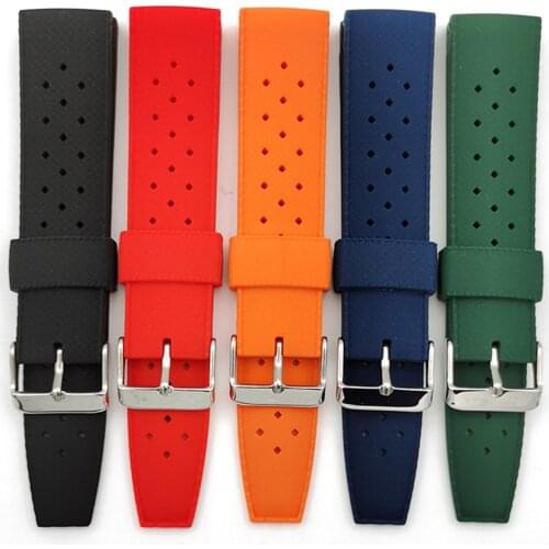 20mm 22mm Tropical Rubber Watch Strap Men Diving Waterproof Breathable Silicone Wrist Band Bracelet Belt for Seiko SRP777J1