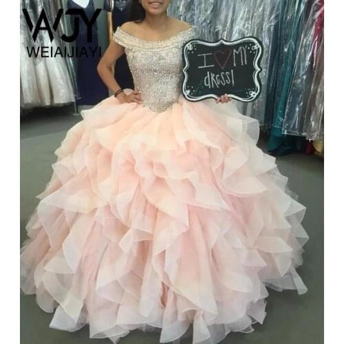 Luxury Shiny Bling Sweet 15 Skirt Tiered Puffy Lace up Ball Gown Quinceanera Dresses Prom Dress Vestidos De Quinceañera 15 Años