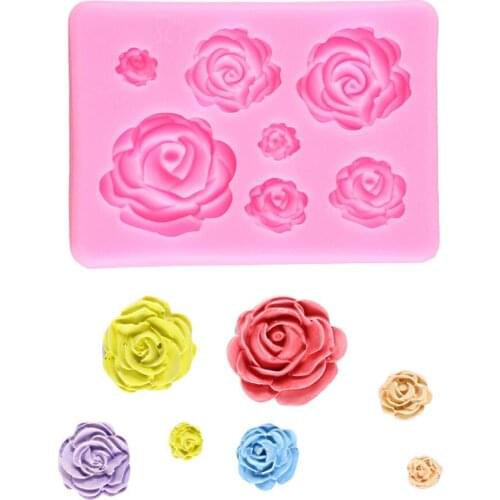 Rose Flower Silicone Molds Wedding Cupcake Fondant Cake Decorating Tools Sugarcraft Candy Clay Chocolate Gumpaste Moulds M2518