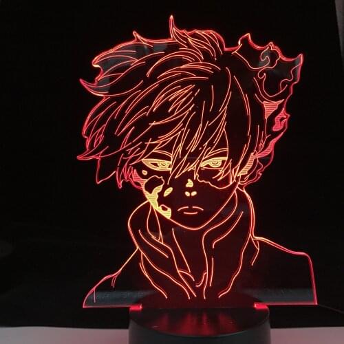 Anime My Hero Academia Shoto Todoroki Led Night Light Lamp for Room Deco Birthday Gift Shoto Todoroki 3d Lamp My Hero Academia