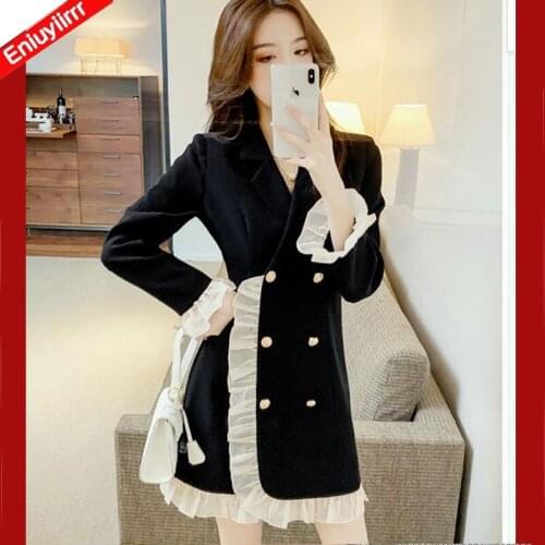 Ruffles Dress For Women Office Lady Elegant New Year Christmas Party Girls Sexy Japan Style Little Black Dress Feminine Vestidos