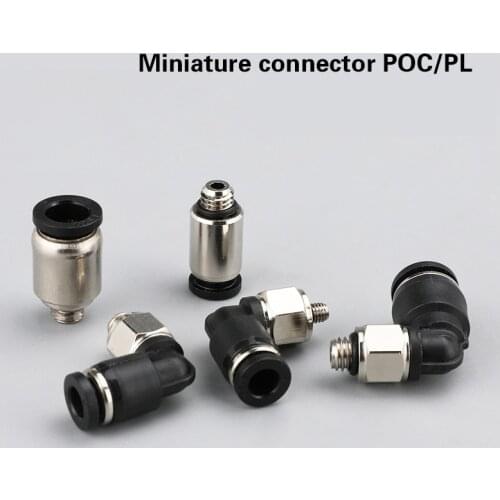 10PCS Pneumatic miniature trachea quick plug connector POC4-M5C/PL6-M5C/POC4-M3C/PL6-M3C/PL4-M3C/PL4-M5C Pneumatic Components