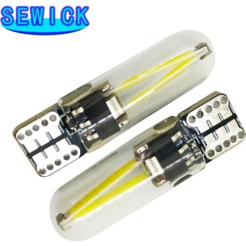 100pcs W5W LED T10 COB Glass car light Led Filament Light Auto Automobiles Reading Dome Bulb Lamp car styling 12v