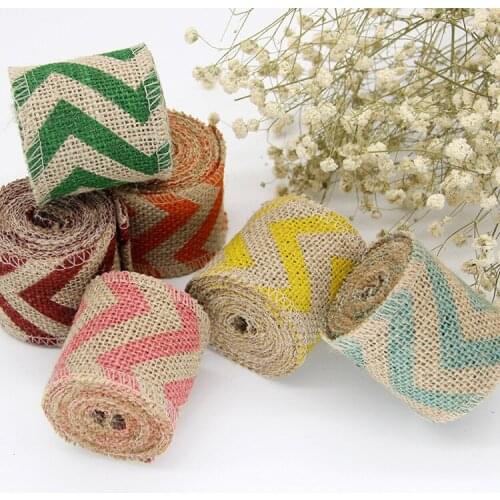 2M/Roll 6cm Natural Jute Burlap Hessian Ribbon colorful hemp For Rustic Wrap Gift Packing Wedding Decoration