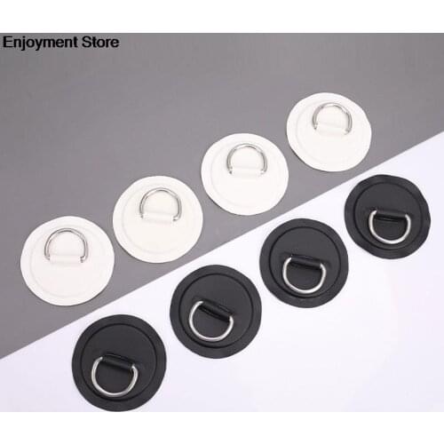 4Pcs Surfboard Dinghy Boat PVC Patch With Stainless Steel D Ring Deck Rigging Sup Round Ring Pad Elastic Bungee Rope Kit HOT