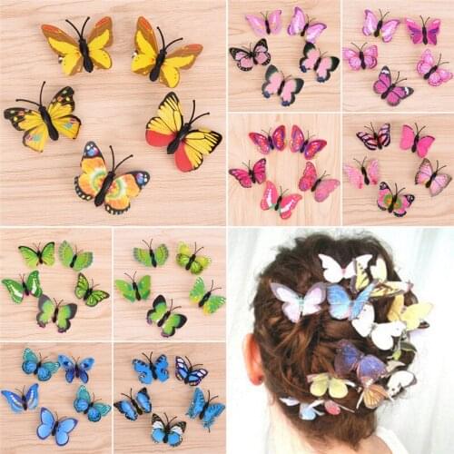 5PCS/set Lovely Butterfly Hair Clips For Women Bridal Wedding Photography Costume Headwear Accessories