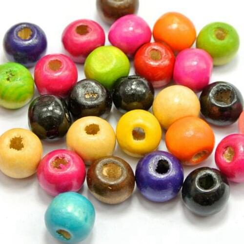 500 Mixed Colour 7mm Round Wood Beads~Wooden