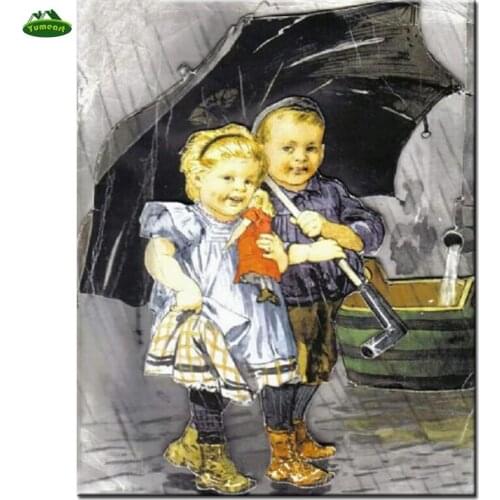 5D Diamond Embroidery DIY Diamond Painting Cross Stitch Kits Two Children Diamond Mosaic Patchwork Needlework Childhood Memories