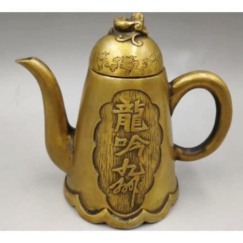 Antique copper dragon tea-pot decorations ornaments,with mark,Hand-carved crafts,best collection& adornment,Free Shipping