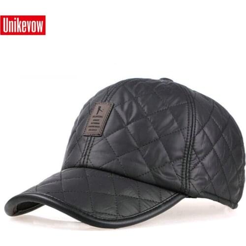 UNIKEVOW Unisex baseball caps with earmuff motorcycle cap golf hat waterproof casual winter hat warm caps for men