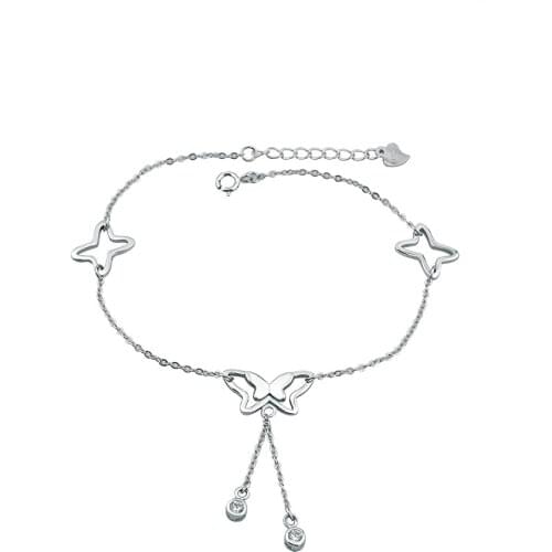 Butterfly Gold Silver Color Pendant Anklets Foot Chain Summer Tassel Rhinestone Beach Leg Bracelet Handmade Anklet Jewelry