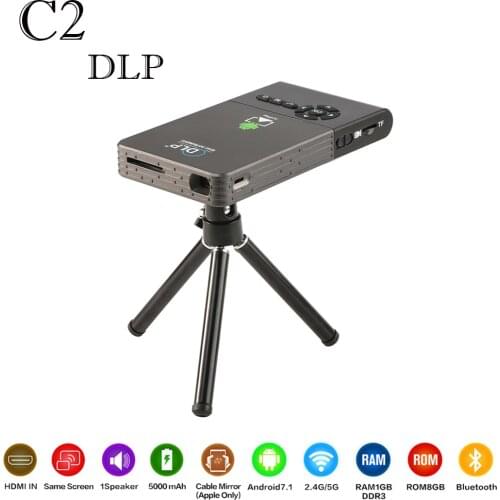 C2 Mini DLP Projector Android WiFi Bluetooth Portable LED DLP Beamer Home Cinema Airplay Miracast Netflix
