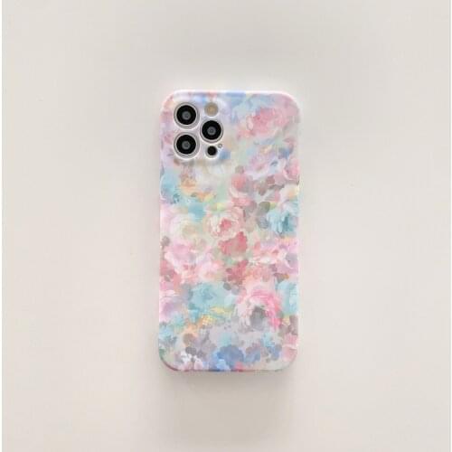 Oil Painting Flower Pattern Case for iPhone 12 Pro Max Back Phone Cover for 12 Mini 11 Pro Max X XS XR 8 7 Plus SE 2020 Capa