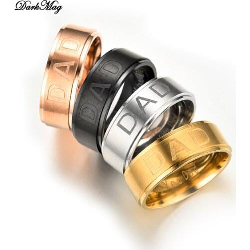 DarkMag New Arrive Stainless Steel DAD Ring Engraved Love You Dad Mens Ring Jewelry Best Gift For Father Fathers Day Present