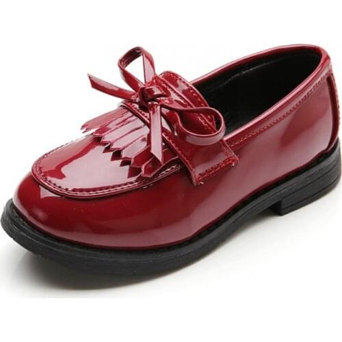 Kids Girl Leather Shoes Spring Walking Sneakers Bright PU Princess Shoes Children Non-Slip Fashion Flats for Brithday Party