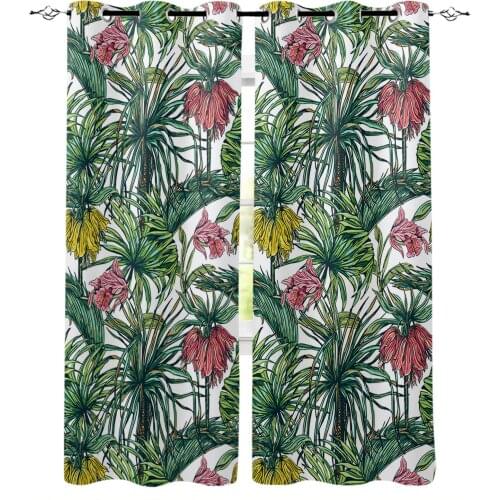 Tropical Plants Flowers Window Interior Curtain Valance Door Room Drape for Kitchen Living Room Bedroom Decoration Curtains