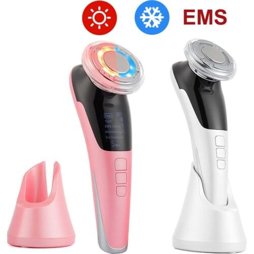 EMS Face Lifting Massager Hot Cool Therapy Beauty Device Skin Tighten LED Photon Moisturizing Anti Wrinkle Facial Pores Cleaner