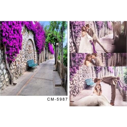 Photography Studio Background Backdrop Purple Flowers Wall Small Long Road Wedding Photo Shoots Real Backdrops for Photo Studio
