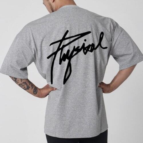 New Fashion Hip-hop Loose t shirt Men Gyms Fitness Cotton TShirt Male Short sleeve Tee shirt Tops Summer Bodybuilding Clothing