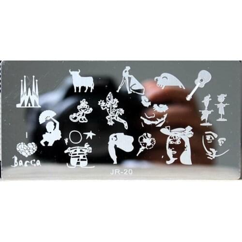 #0020 New Triangle 6*12cm Stainless Nail Art Print Stamping Plates Geometric Striped Design Nail Polish Template, Cartoon 20