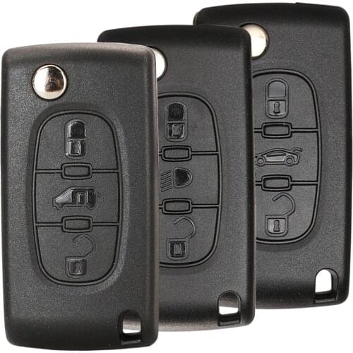 Jingyuqin Remote Flip Car Key Shell for Peugeot 107 206 307 407 408 607 807 Citroen C2 C3 C4 C5 C6 C8 Xsara Picasso CE0523/0536