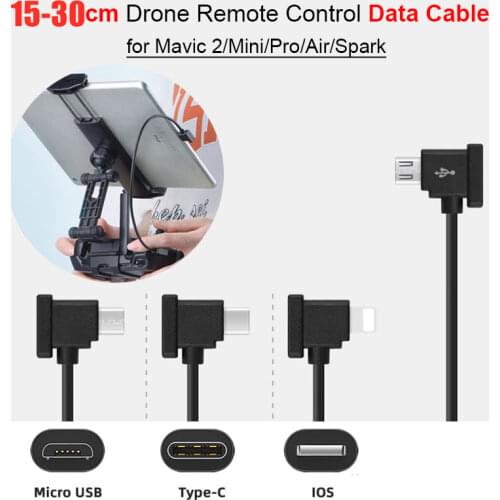 30cm OTG Data Cable for DJI Mavic 2/Mini/Pro/Air/Spark Drone Remote Control to Phone Tablet Micro USB Type-C IOS Connector Line