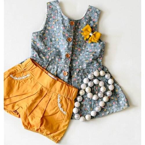 Pudcoco Toddler Baby Girls Clothes Flower Sleeveless Tops+ Shorts + Headband 3PCS Outfits Baby Summer Clothing