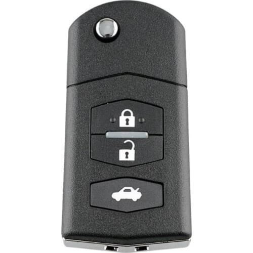 Car Remote Key Shell 3 Buttons Flip Folding Key Case Blank Cover Replacement for Mazda 2 3 5 6 RX8 MX5 Black