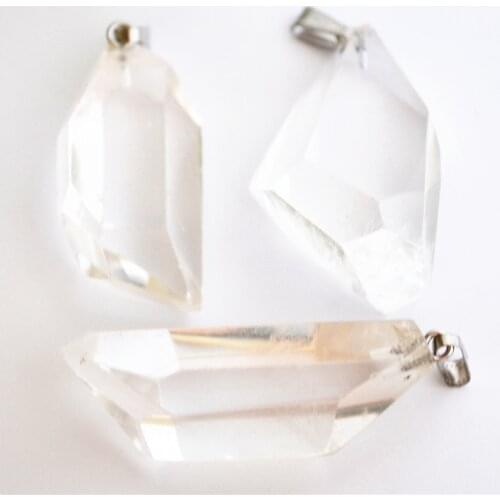 Hot! Fashion Natural Stone Clear Crystal Quartz Pendants&Necklace Irregular For Jewelry Making 1Pcs High Quality Free Shipping