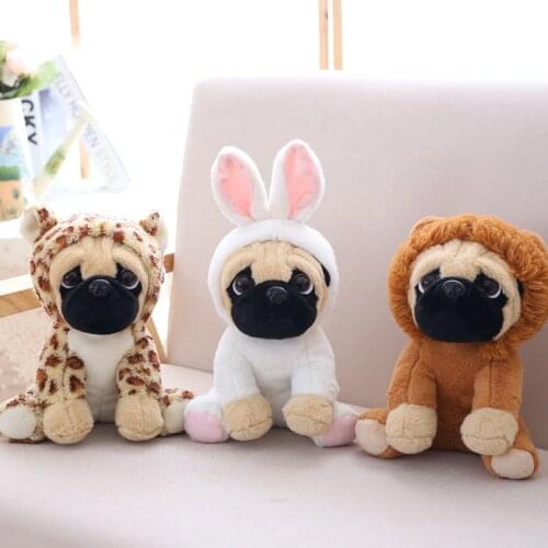 Pug plush toy cute animal soft stuffed doll dog cosplay dinosaur elephant kids toys birthday christmas gift for children