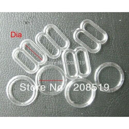 NB0086 Clear/white/black 8mm Adjustable plastic buckles 200pcs Rings+200pcs Slider Underwear Accessories