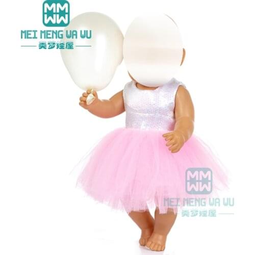 Clothes for doll fit 43cm baby new born doll Pink sequined princess dress