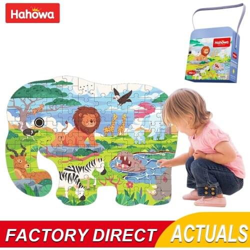 Hahowa Elephant Jigsaw Puzzle Animal Shaped Lion Puzzles For Kids Children 3 Years Games Educational Toys Child Birthday Gift