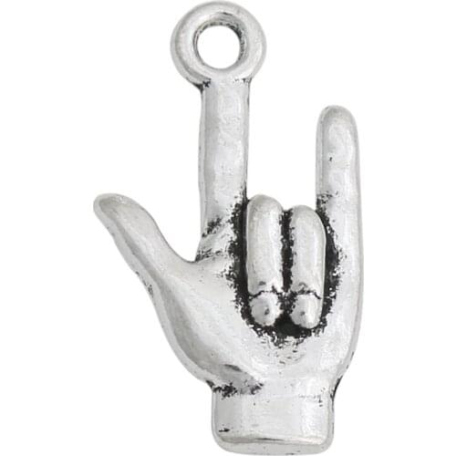 RAINXTAR Antique Silver Color 3D Alloy Left Hand Charms Buddha Palm Charms 12*21mm 50pcs AAC1687