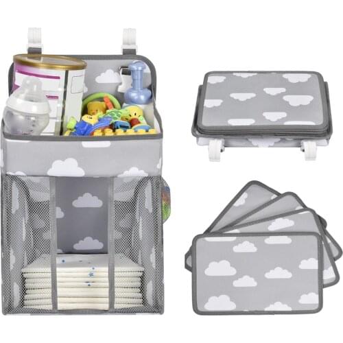 Hanging Diaper Caddy Organizer Diaper Stacker and Crib Organizer Reinforced Baby Essentials Diaper Organizer Holder for Baby Car
