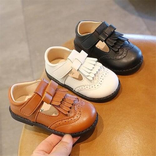 Hot Childrens fashion British leather shoes Girls' classic casual shoes PU Comfortable Soft sole Non-slip Princess Single shoes