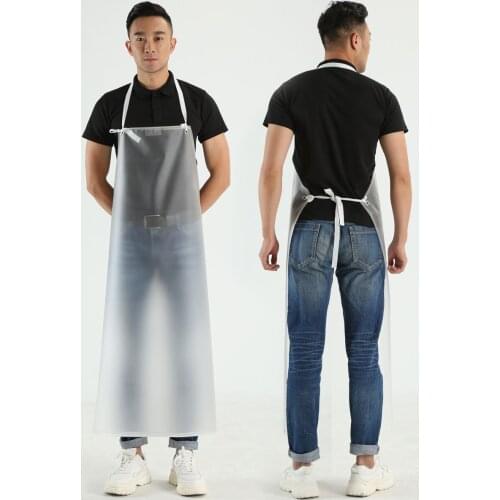 Transparent Waterproof and Oil-proof Apron Kitchen Fashion Simple Household Long Thick Sleeveless Waist